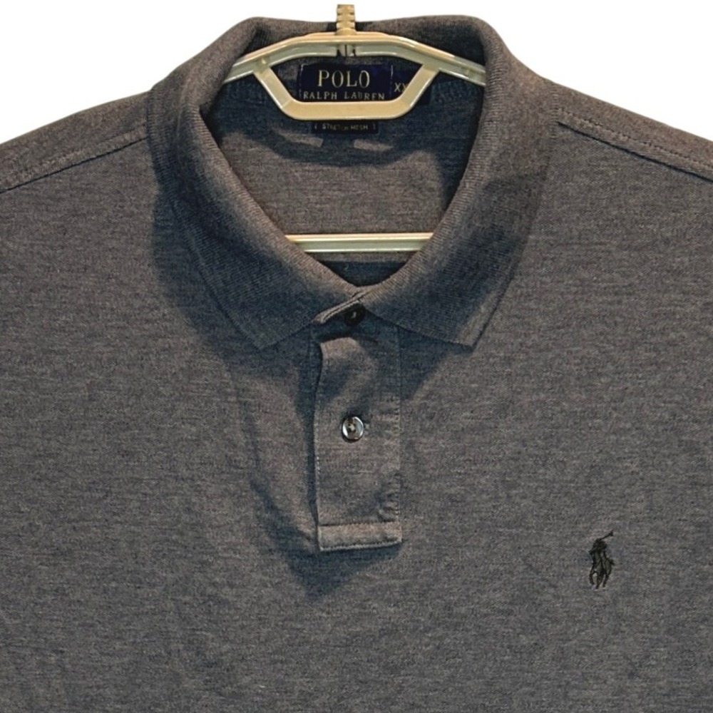 Polo Ralph Lauren Polo Shirt XXL Mens‎ Grey Stretch Mesh Short Sleeve Pony Logo